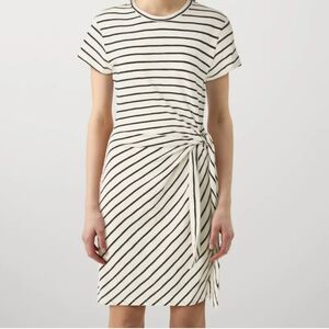 NWT Gap Women Short Sleeve Knit Knotted Black and White Striped Mini Dress